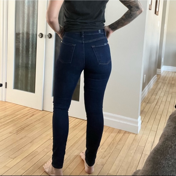 7 For All Mankind Gwenevere size 26 Blue Denim High Waist Skinny Ankle Jeans - Picture 2 of 6